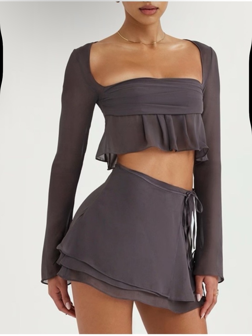 House of CB Athena Shadow Long Sleeve Floaty Top